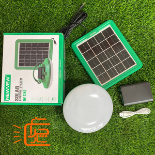 پک اضطراری لامپ شارژی 100w + پاوربانک + پنل خورشدی Newvew NV-T242 بسیار کاربردی و باکیفیت